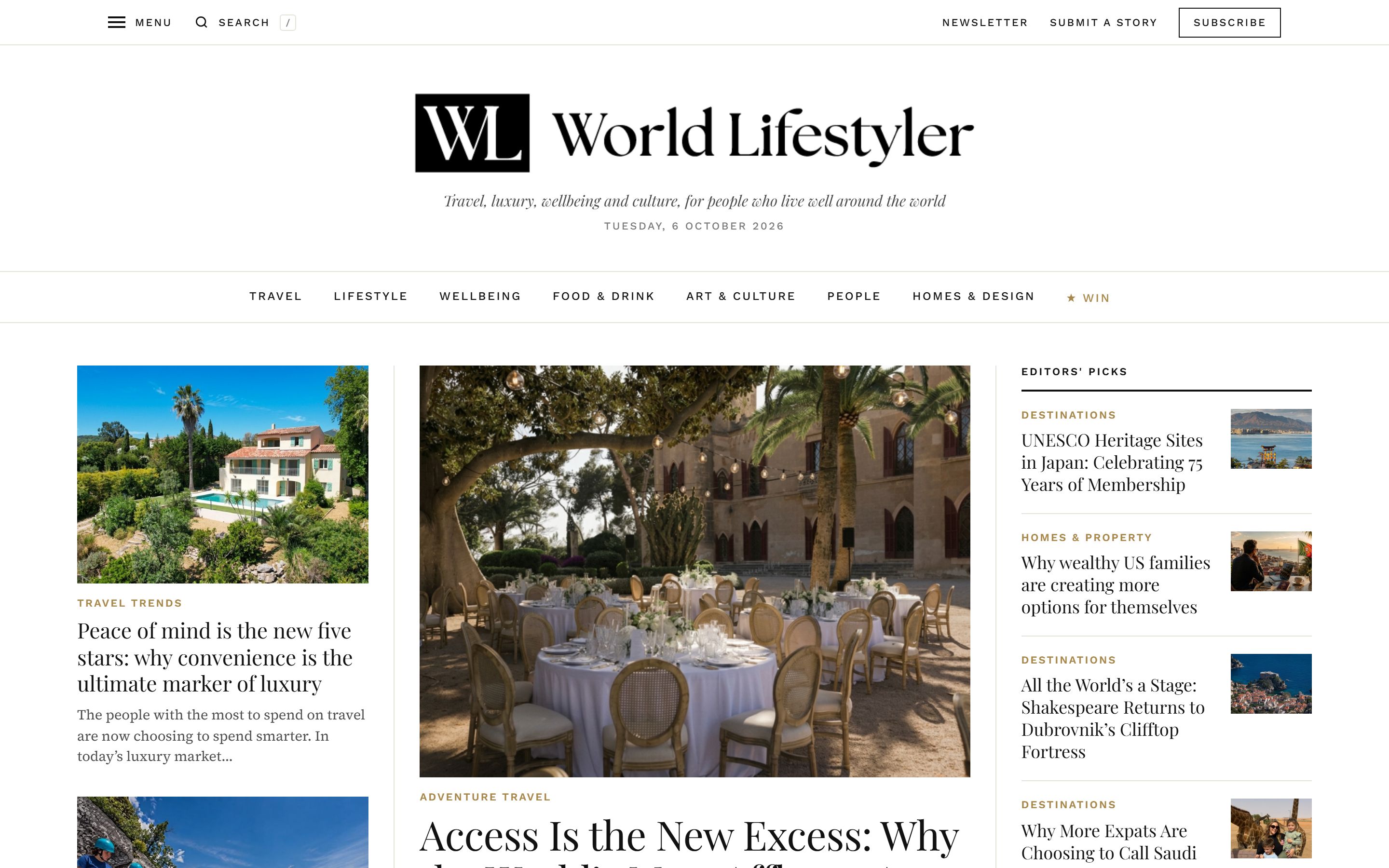 World Lifestyler homepage concept