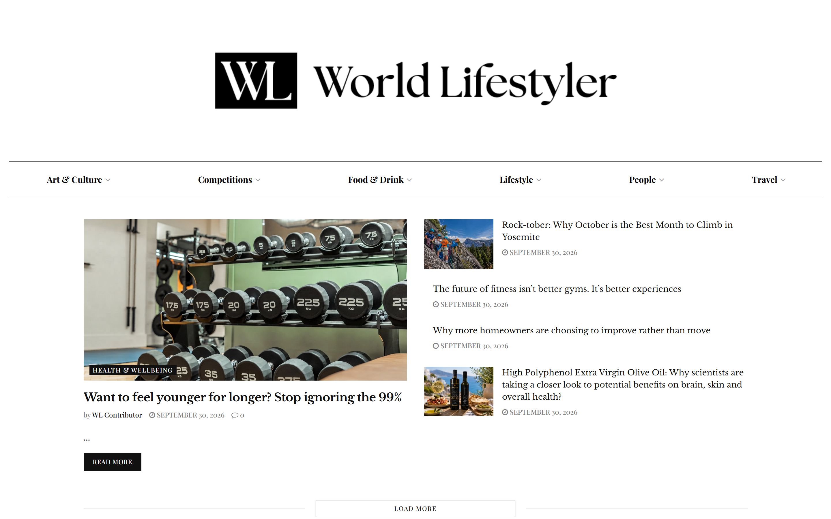 World Lifestyler homepage today